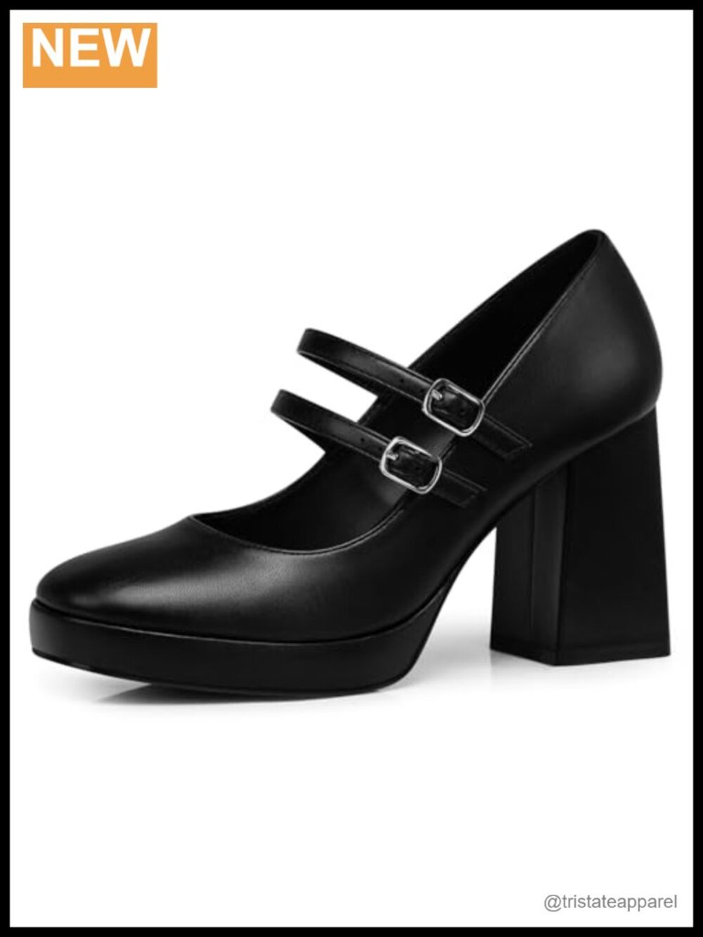 Women's Mary Jane Chunky Heel Dress Pumps Closed Toe Buckle Ankle Strap